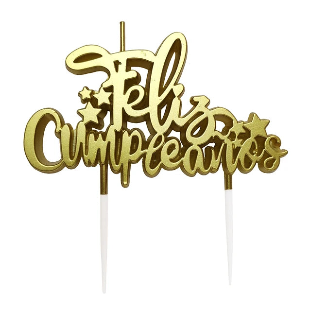 VELA FRASE FELIZ CUMPLEAÑOS ESTRELLITAS DORADAS X1U