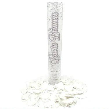 CAÑÓN DE CONFETTI 30CM LLUVIA BLANCA X1U