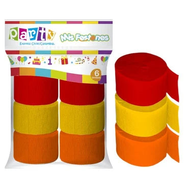 FESTÓN AMARILLO/NARANJO/ROJO 12M X6U