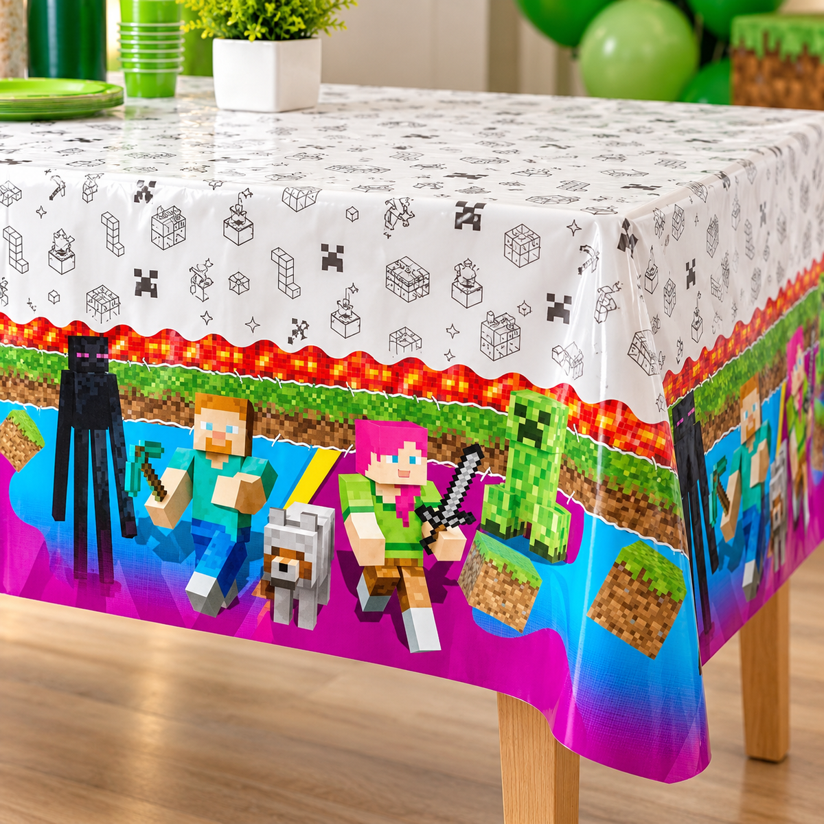 MANTEL PLASTICO MINECRAFT 130X170XM X1U