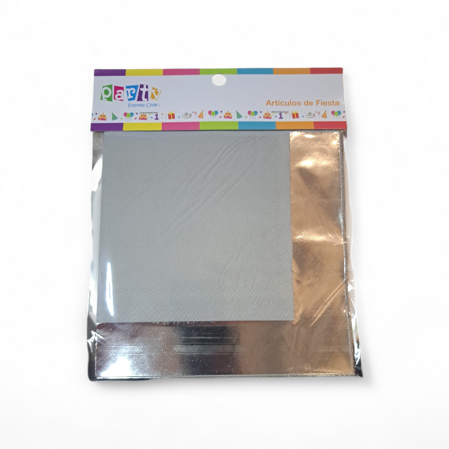 SERVILLETAS FRANJA METALICA PLATEADA/PLATEADA 33X33CM X12U