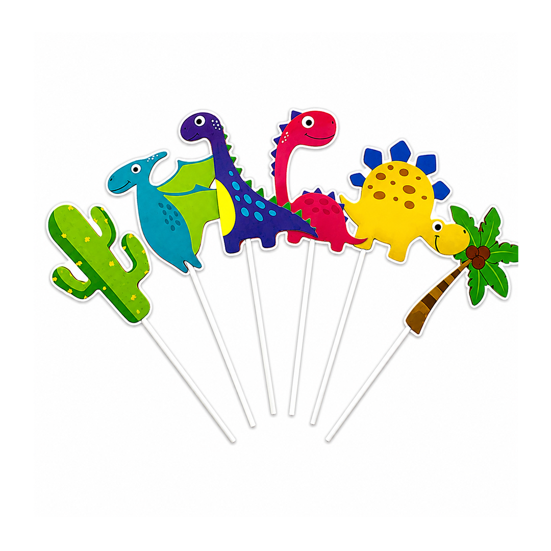 ADHESIVO PICK TORTA DINOSAURIOS X1U