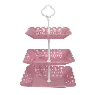 BANDEJA 3 PISO RECT. ROSA 26*16.5*39CM X1U