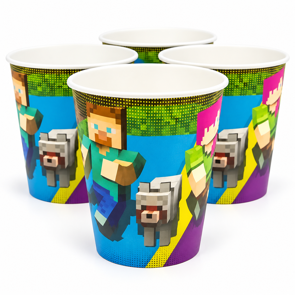 VASOS POLIPAPEL MINECRAFT X6U