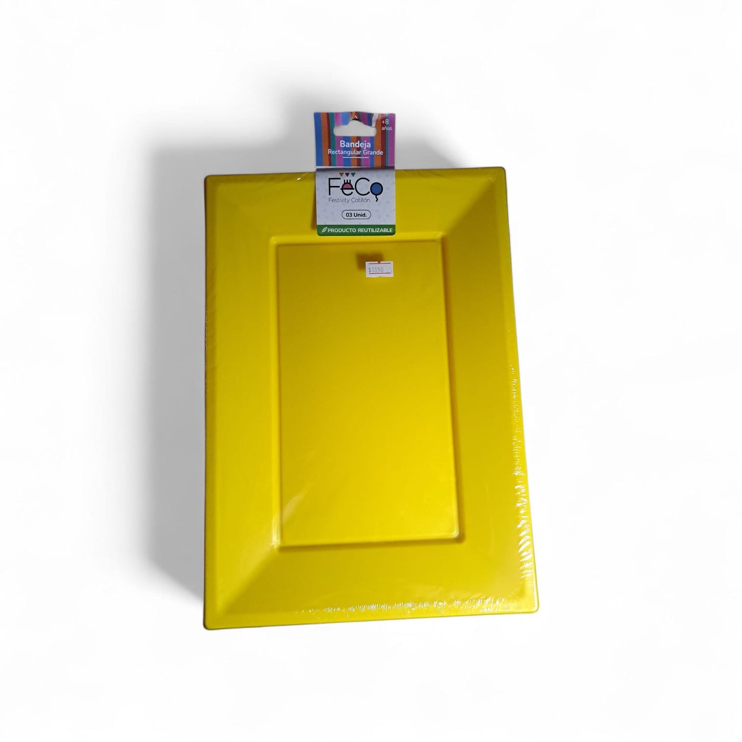 BANDEJA RECT GRANDE AMARILLO X3 UNIDADES