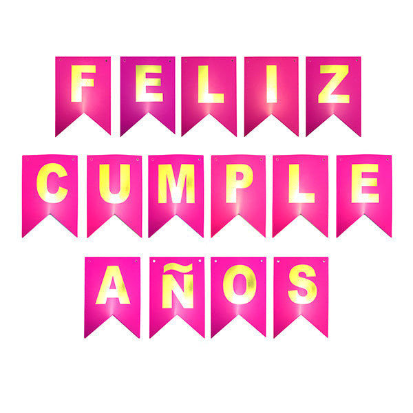GUIRNALDA FELIZ CUMPLEAÑOS FUCSIA/DORADO 3M X1U