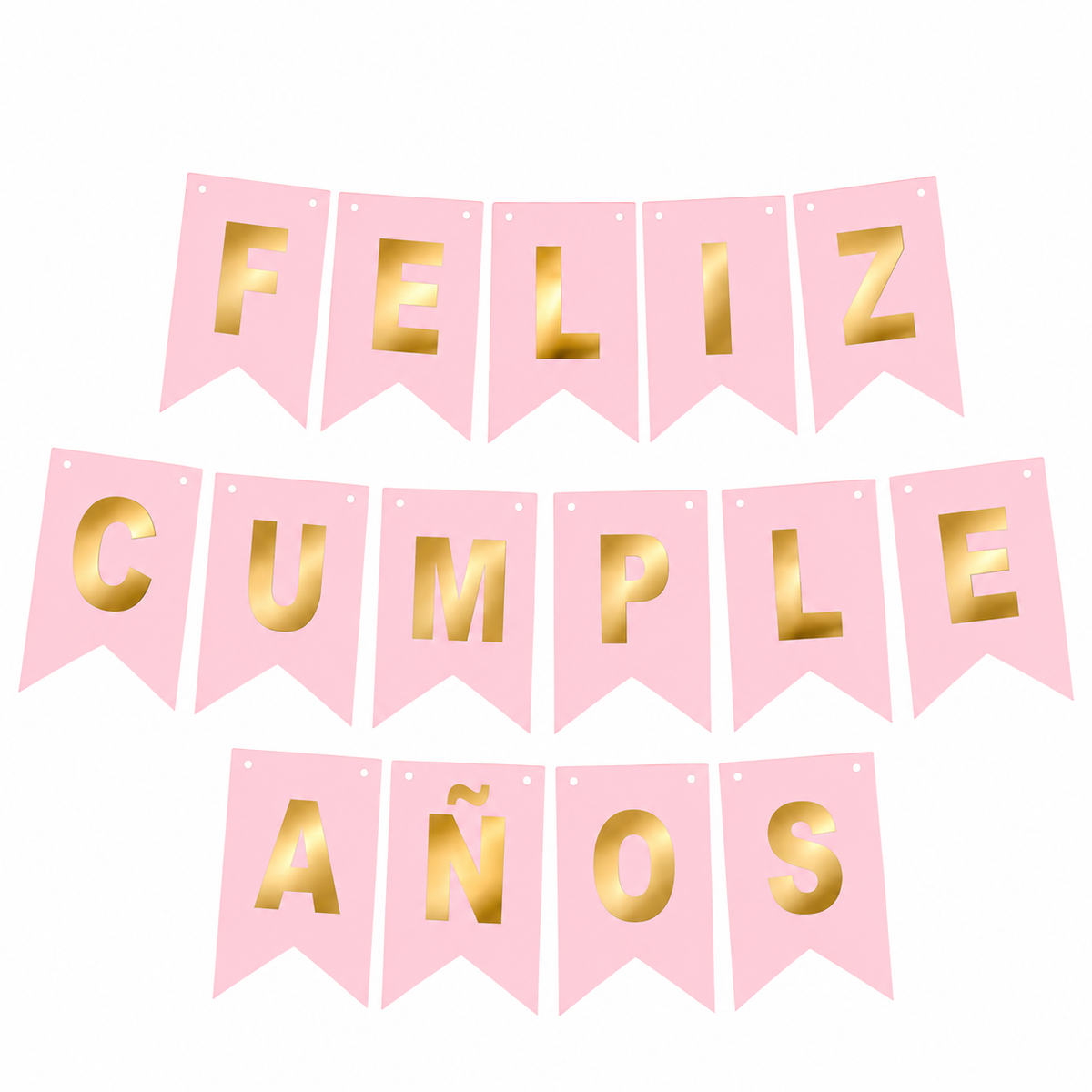 GUIRNALDA FELIZ CUMPLEAÑOS ROSADO/DORADO 3M X1U