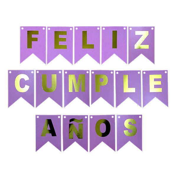 GUIRNALDA FELIZ CUMPLEAÑOS ROSADO/DORADO 3M X1U