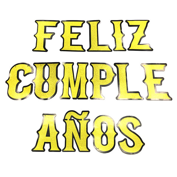 GUIRNALDA FELIZ CUMPLEAÑOS GLITTER DORADO 4M X1U