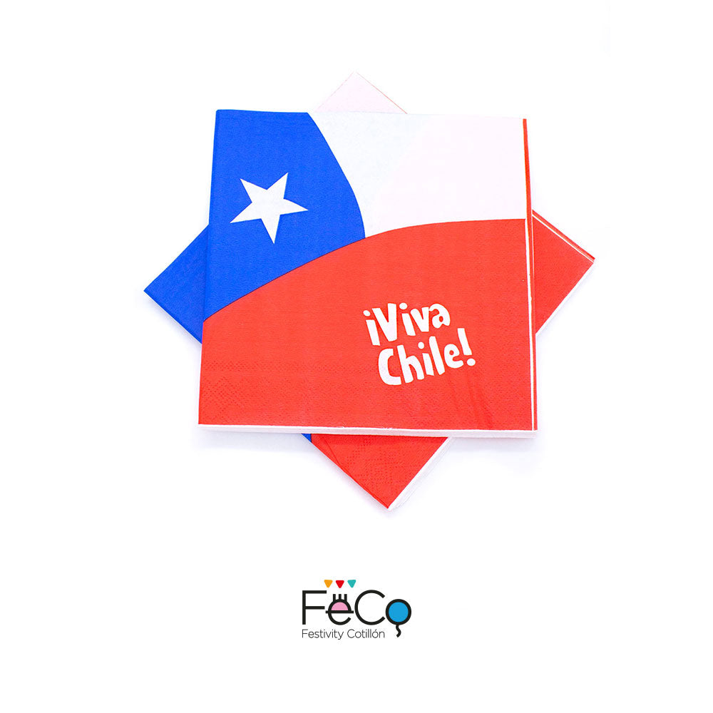 SERVILLETAS VIVA CHILE 33X33 X20U
