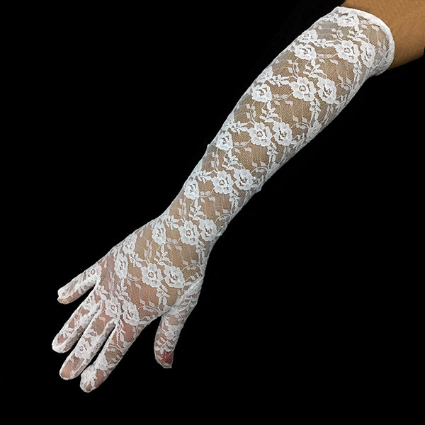 GUANTE ENCAJE BLANCO 45CM X1U