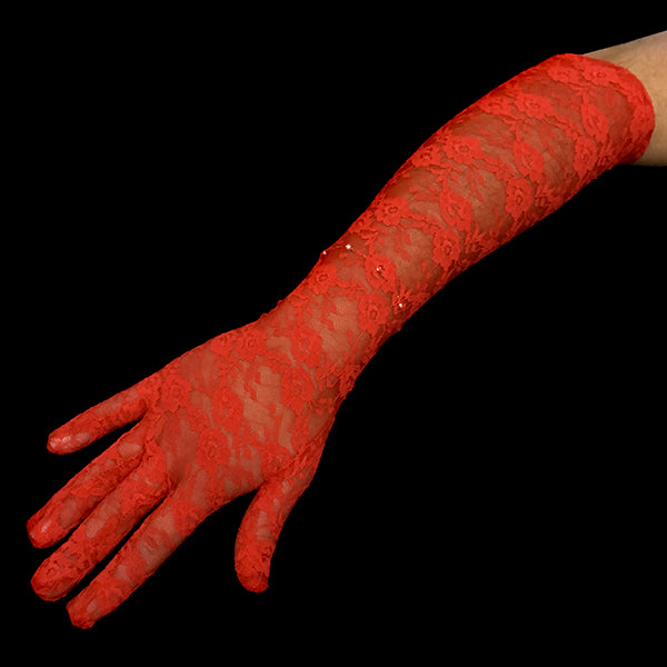 GUANTE ENCAJE ROJO 45CM X1U