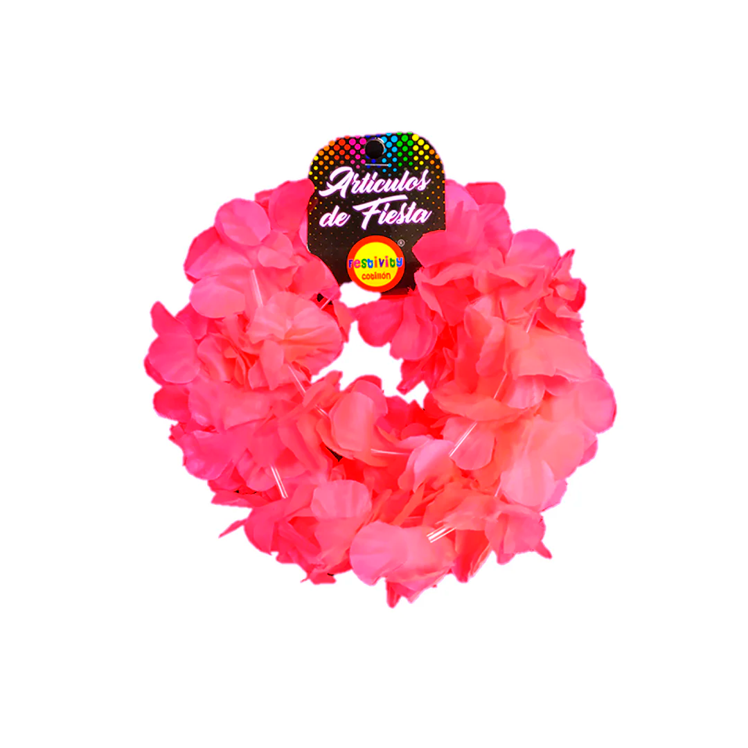 CINTILLO ELASTICADO FLOR FLUOR FUCSIA X6