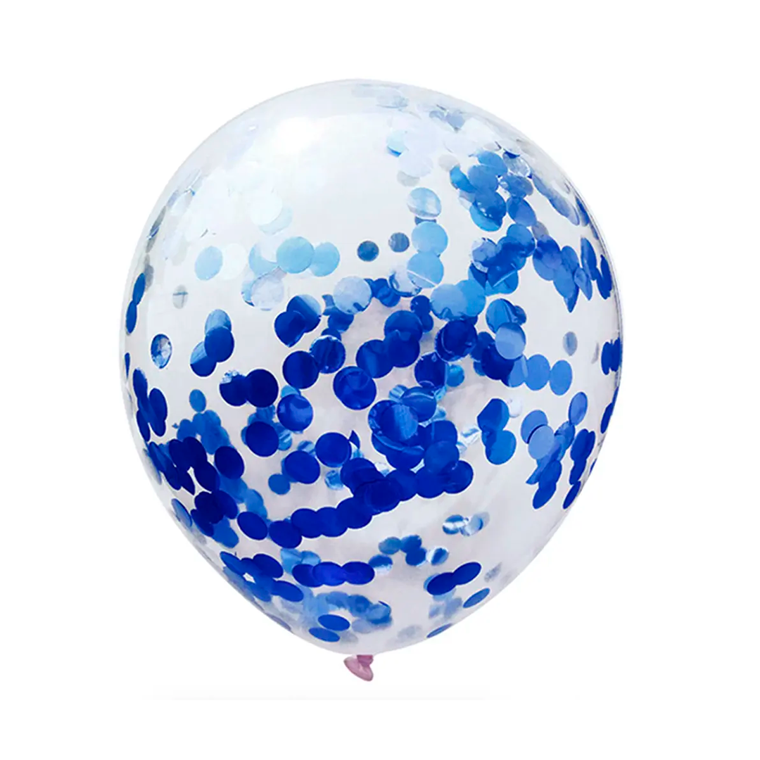GLOBO CONFETTI AZUL R12 30CM X12U