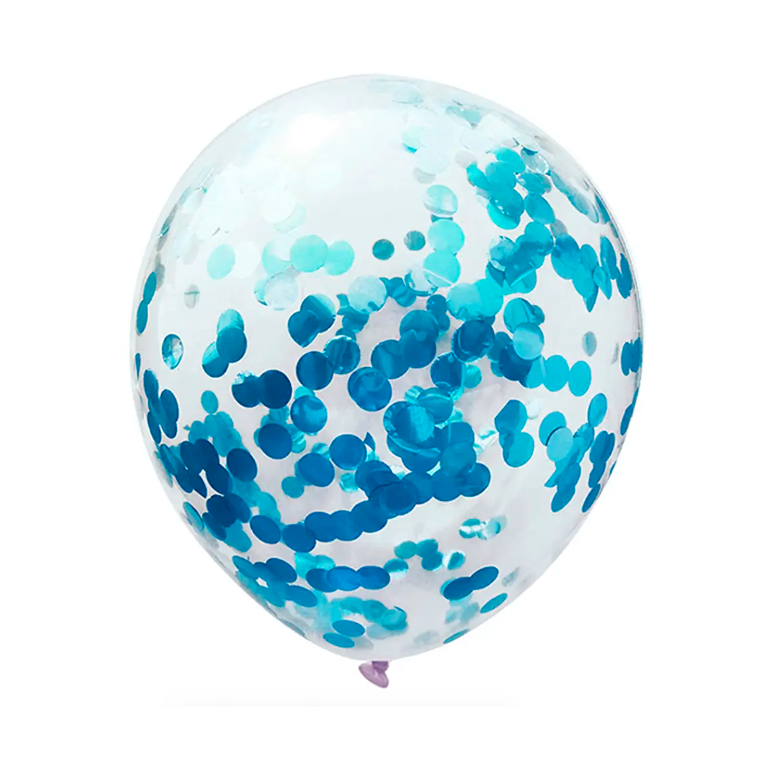 GLOBO CONFETTI CELESTE R12 30CM X12U