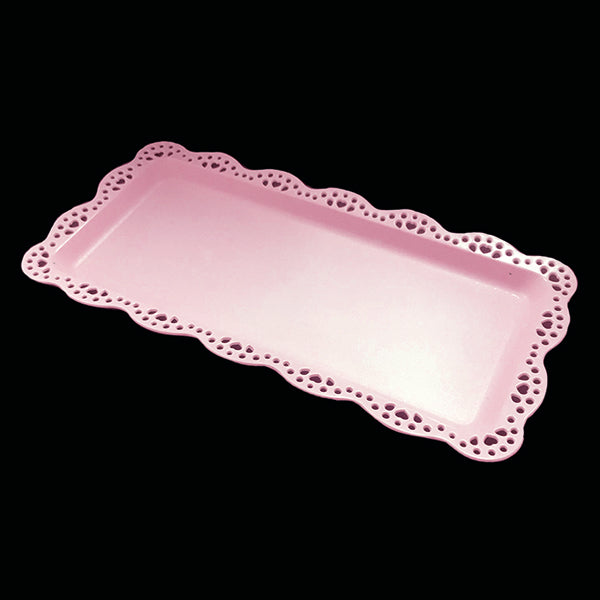 BANDEJA RECTANGULAR PLASTICO 30X15CM ROSADO X1U