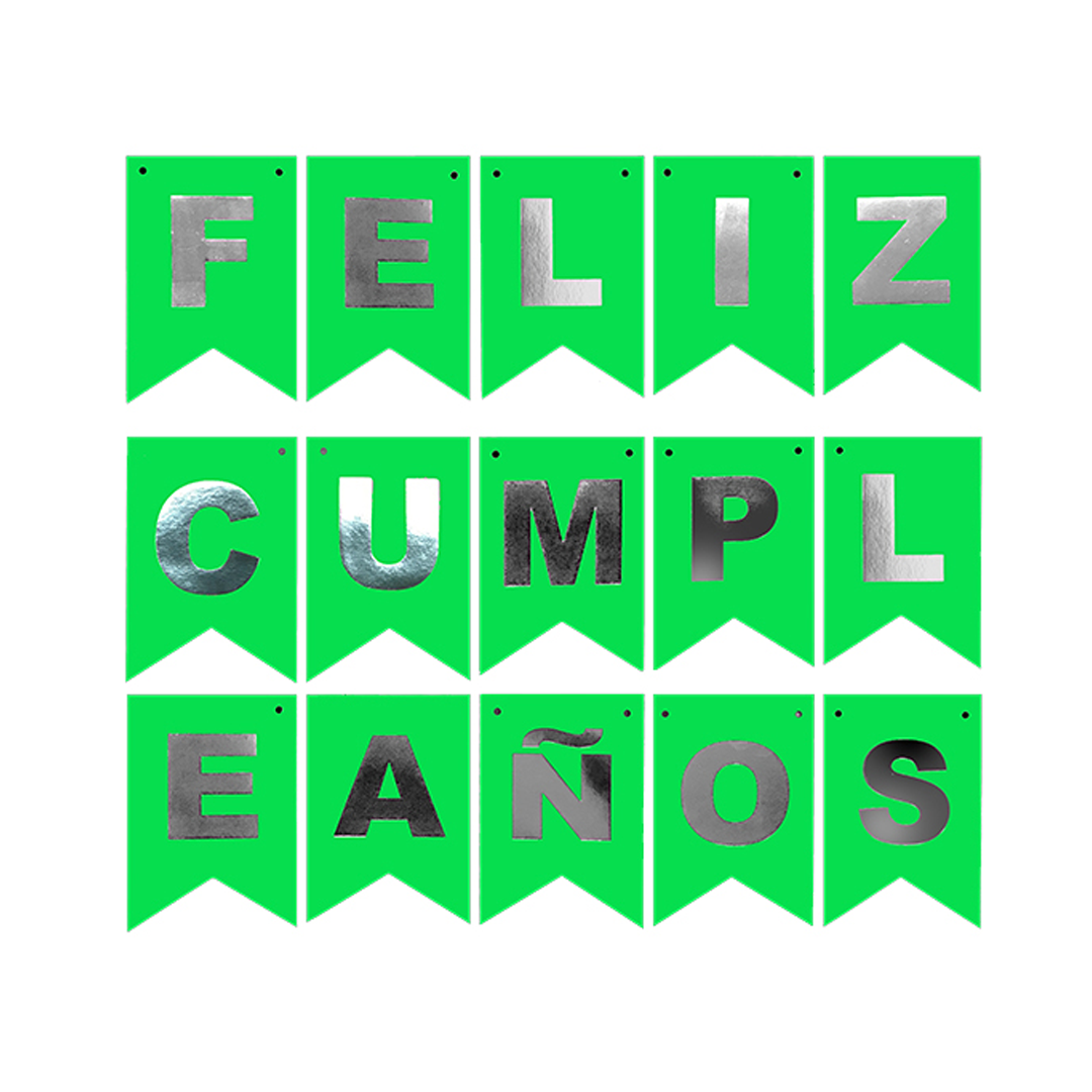 GUIRNALDA FELIZ CUMPLEAÑOS FLUOR VERDE X1U