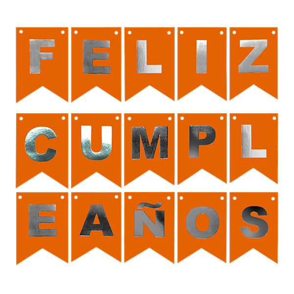 GUIRNALDA FELIZ CUMPLEAÑOS FLUOR NARANJO X1U