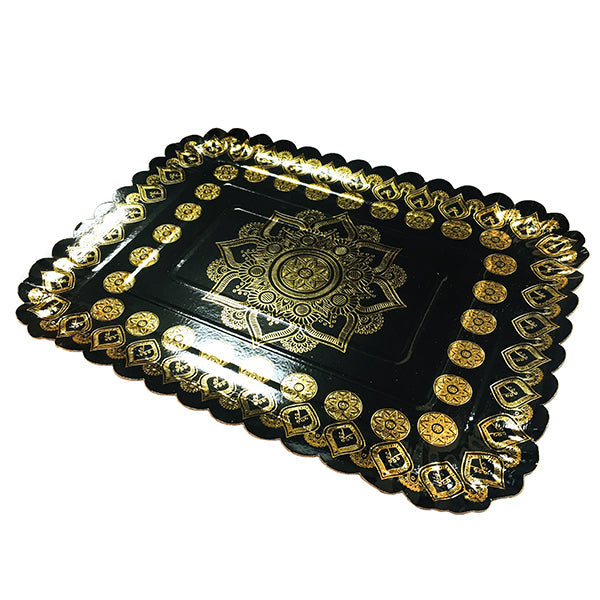 BANDEJA RECTANGULAR MANDALA NEGRO 31x41 X1U
