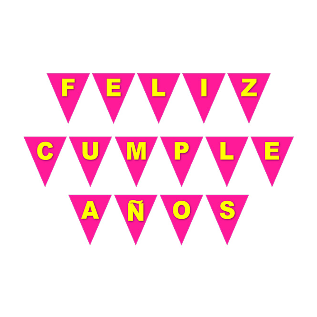 BANDERIN FLUOR FUCSIA FELIZ CUMPLEAÑOS X1U