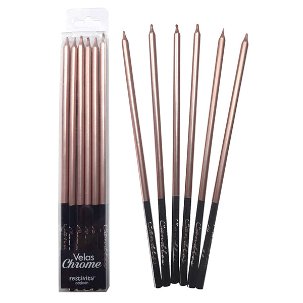 VELAS CROMADAS ROSE GOLD X6U