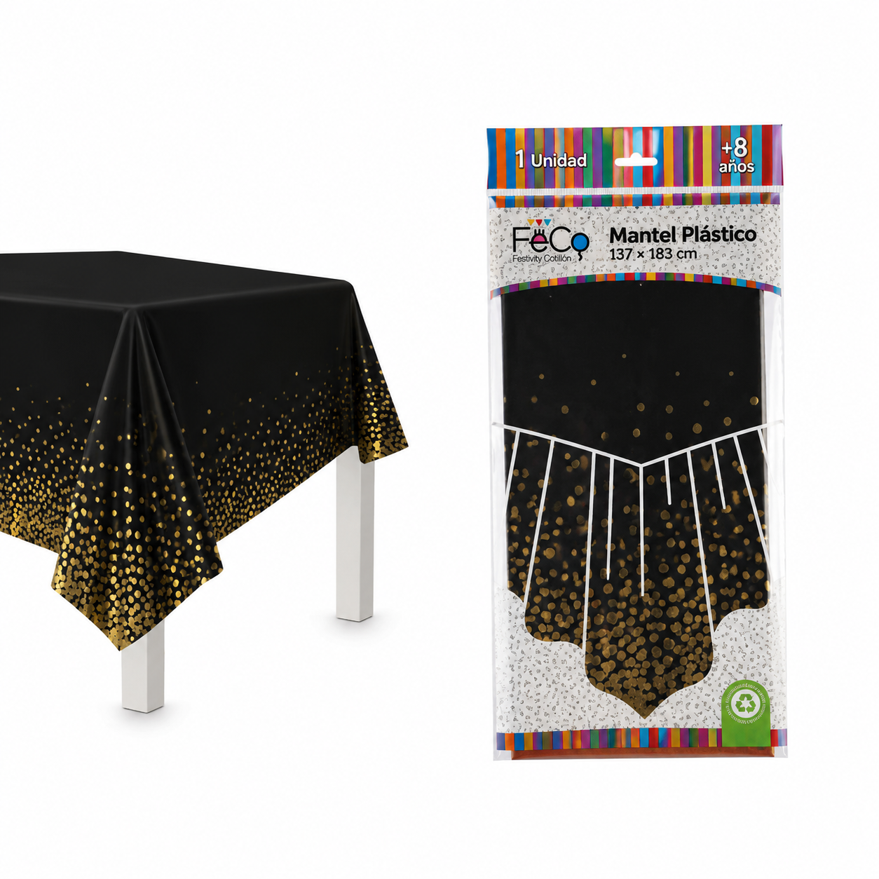 MANTEL METALICO NEGRO/DORADO 137X183 X1U