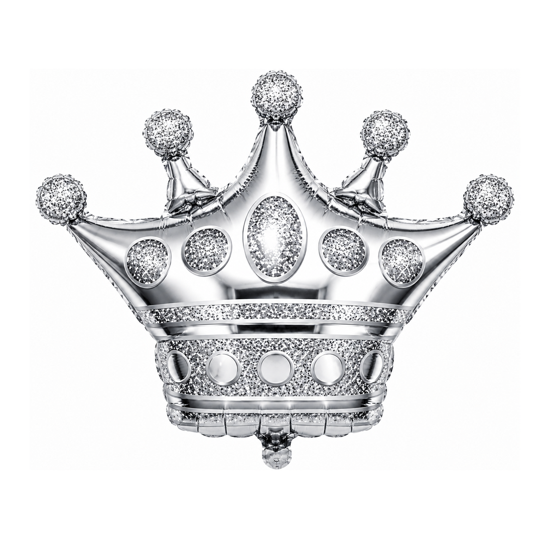 GLOBO METALICO CORONA PLATEADO 76X75 CM X1U