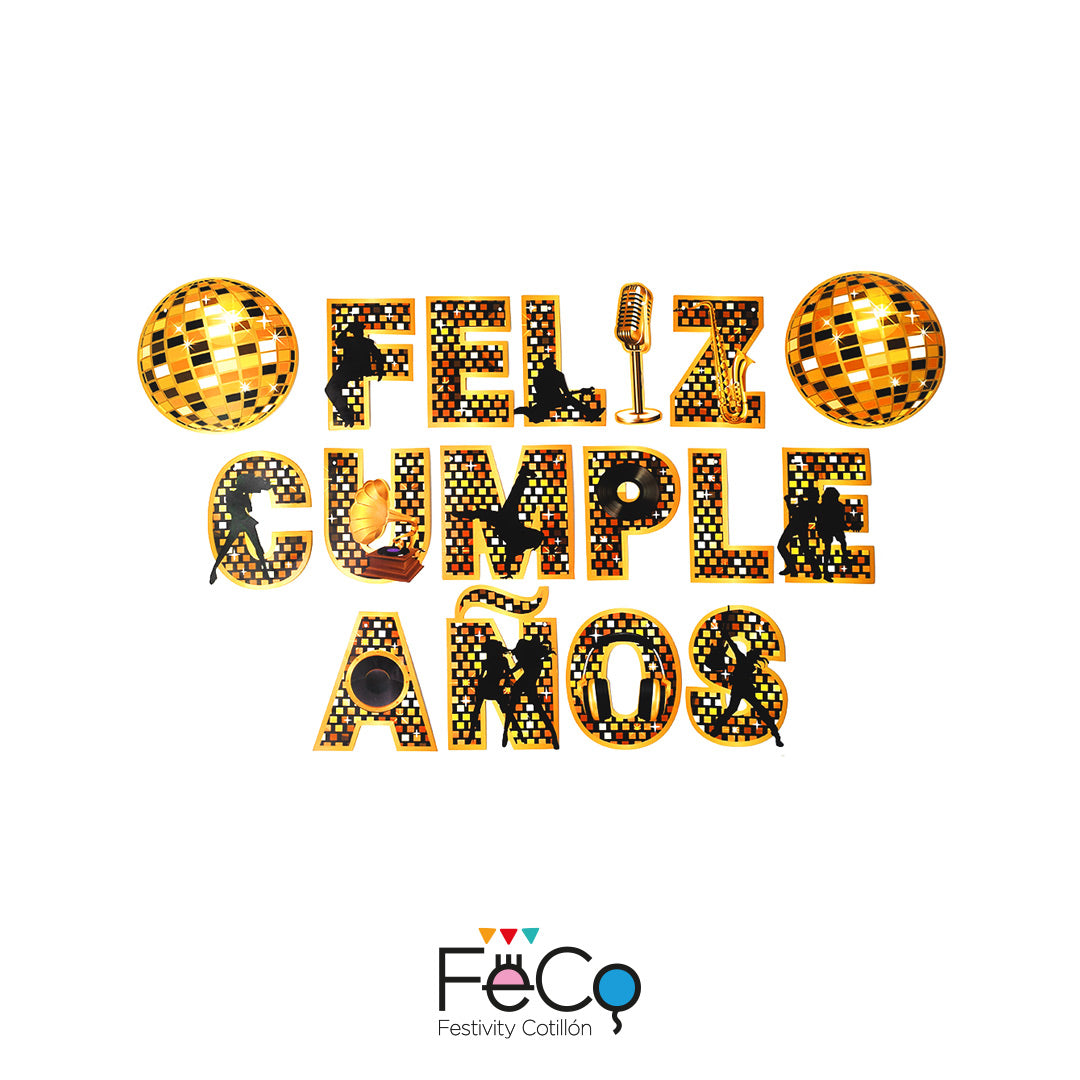 GUIRNALDA FELIZ CUMPLEAÑOS DISCO DORADO X1U