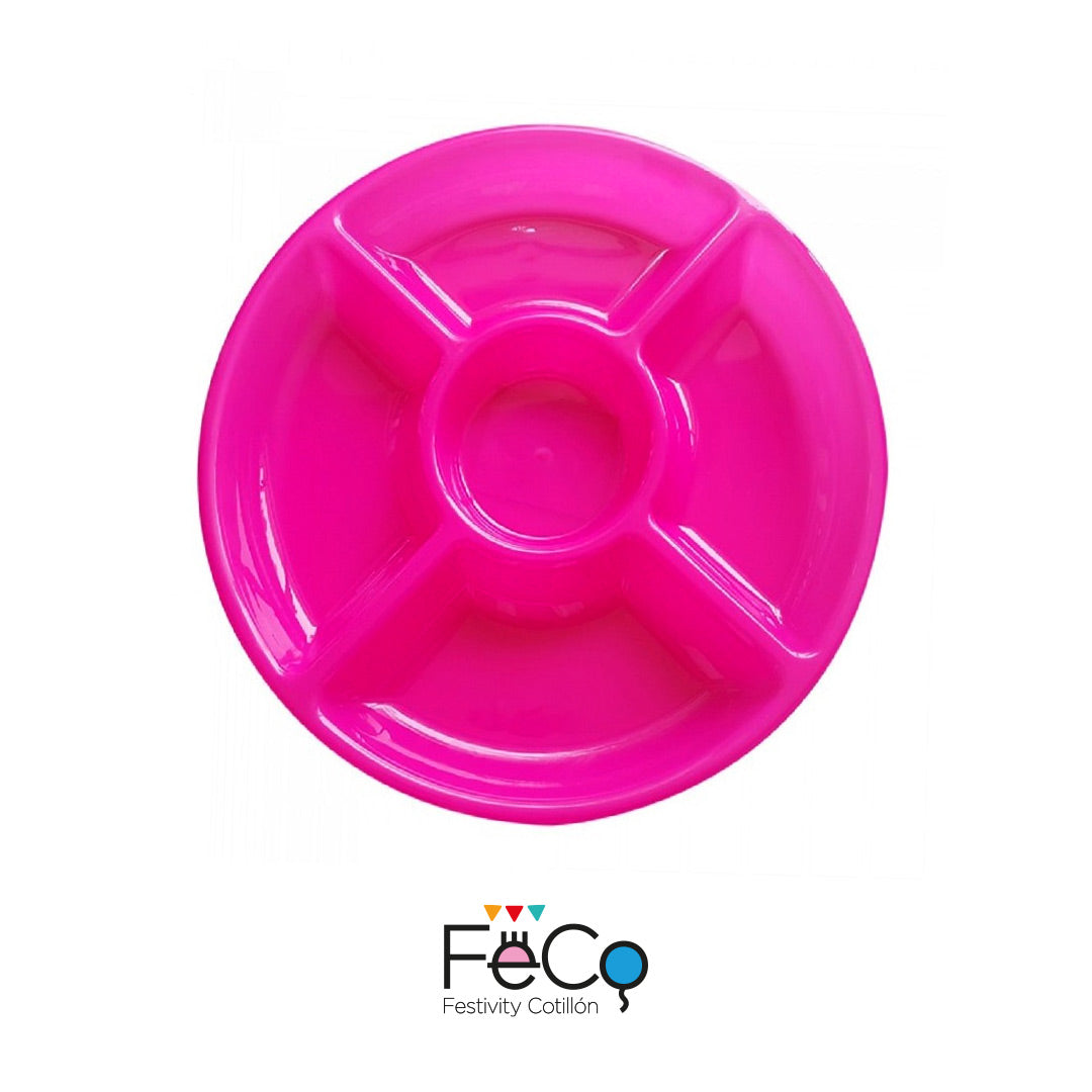 BANDEJA 5 ESPACIOS PLASTICO 30CM FUCCIA