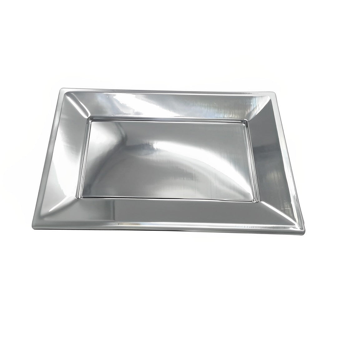 BANDEJA RECT GRANDE PLATEADO X3 UNIDADES