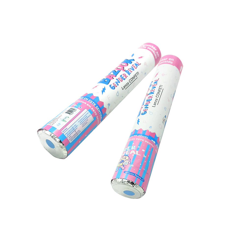 CAÑON LANZA CONFETTI CELESTE 30CM X1U