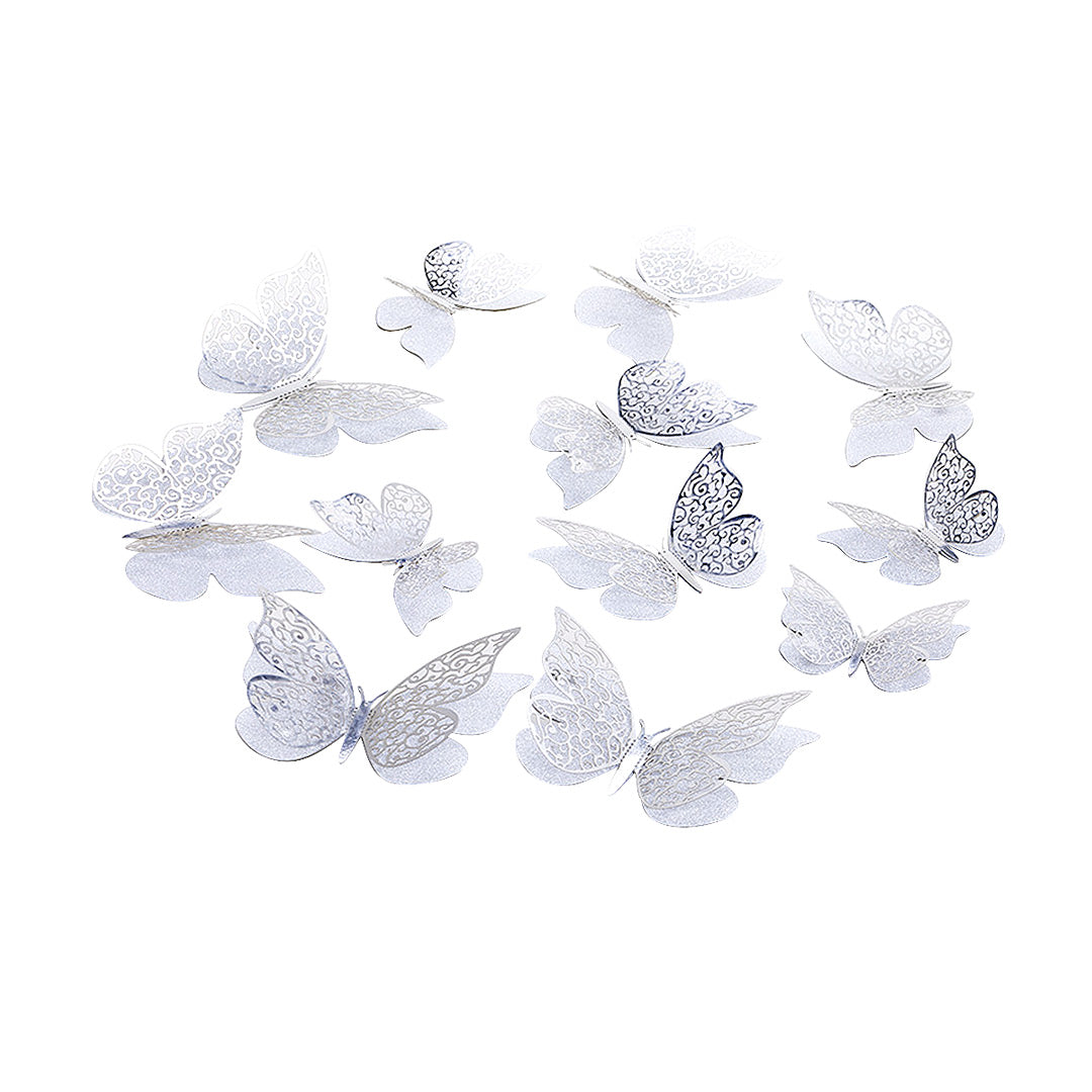 DECO MARIPOSAS PLATEADO X12U