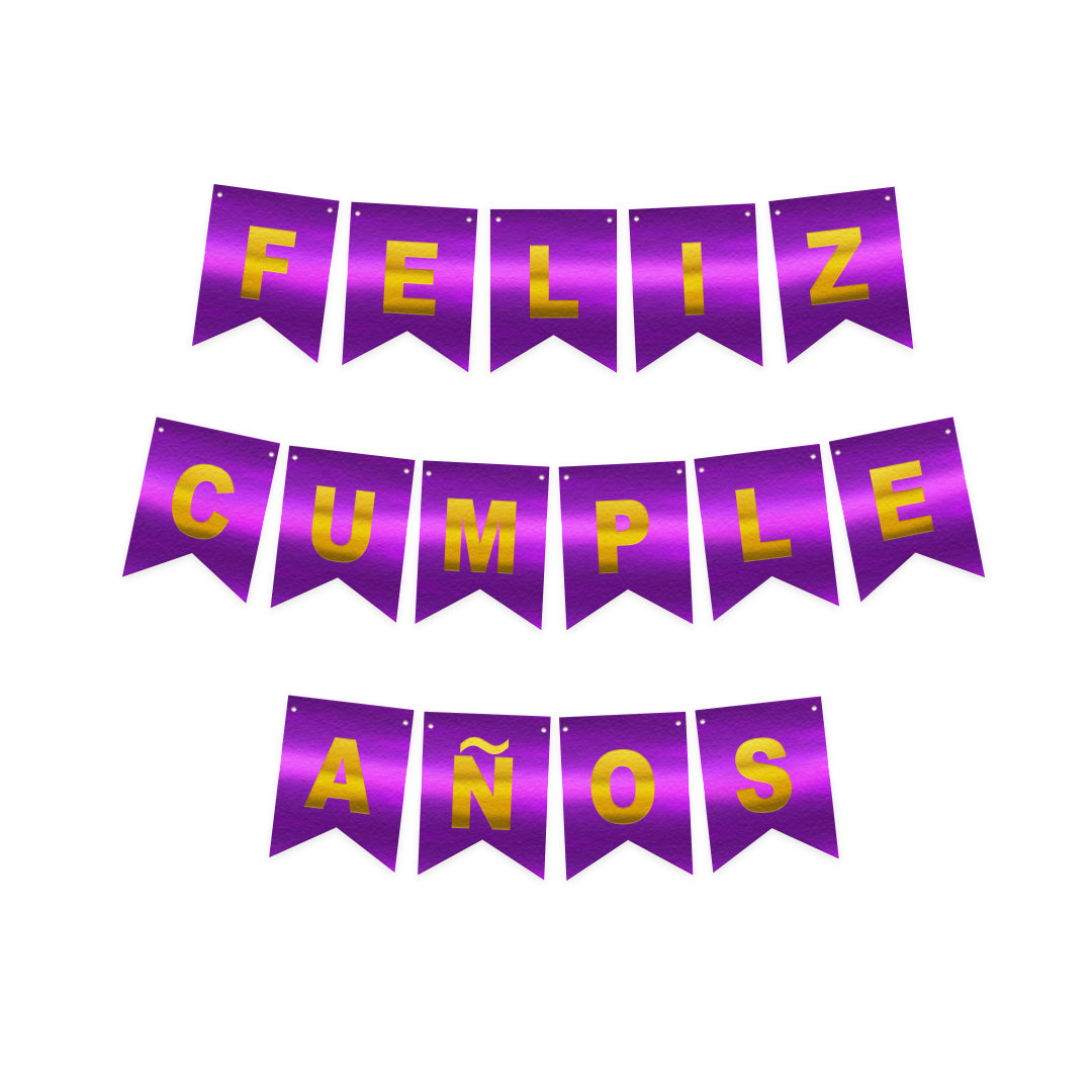 GUIRNALDA FELIZ CUMPLEAÑOS MORADO/DORADO GLITTER 4M X1U