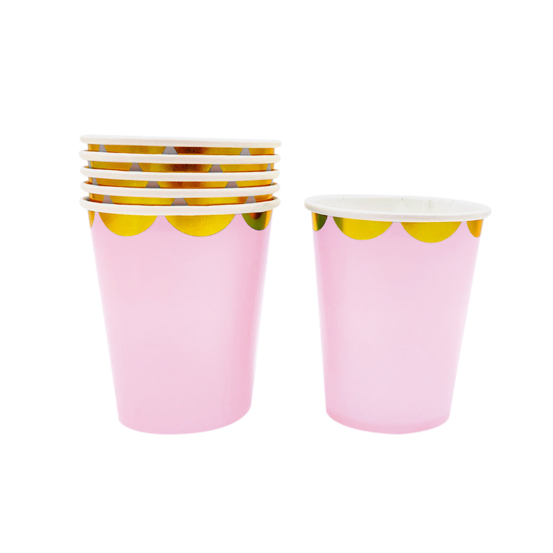 VASO CARTON 7 PASTEL ROSADO X6U