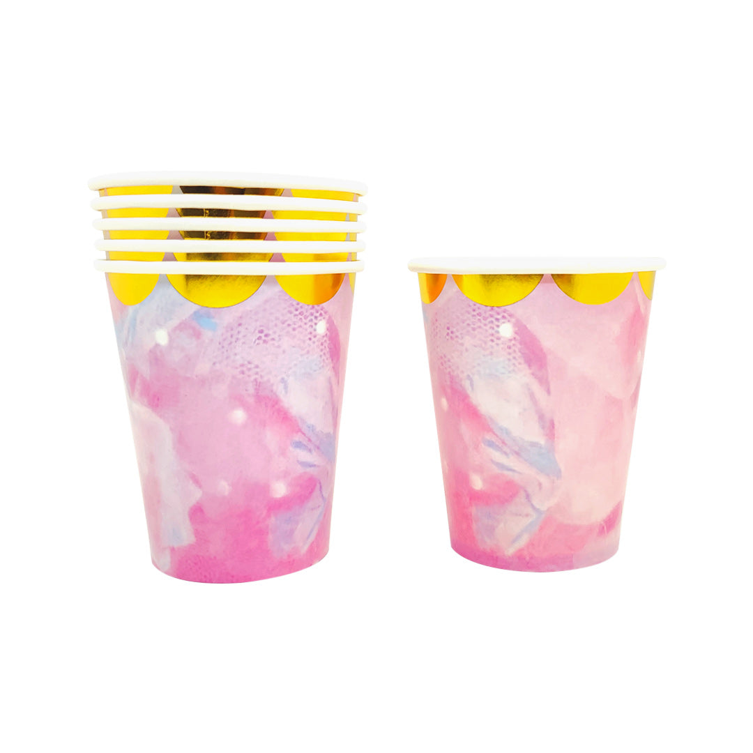 VASO CARTON 7 MARMOLEADO ROSADO X6U