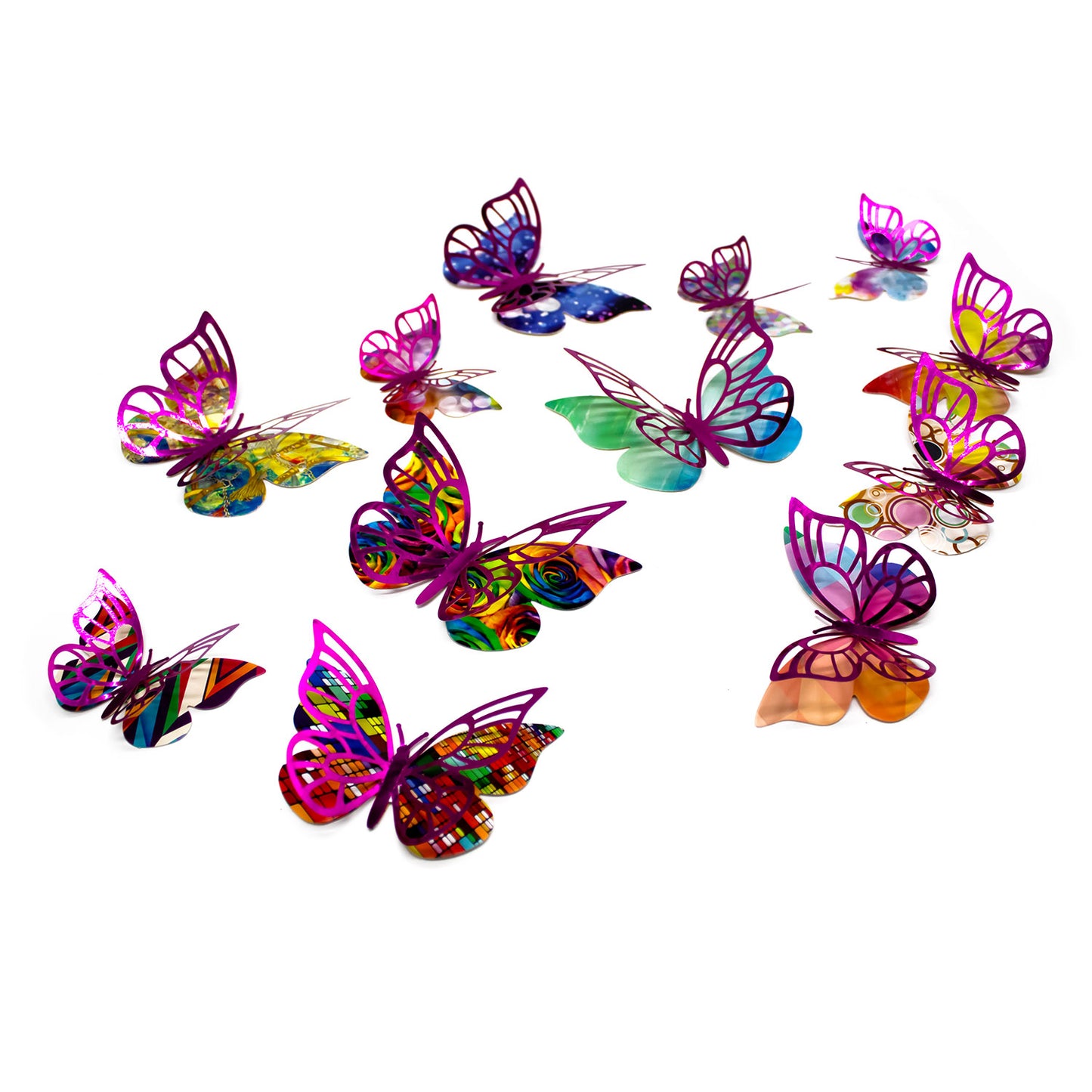 DECO MARIPOSAS FUCSIA COLORES MIX X12U