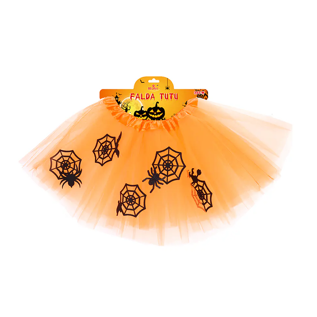 TUTU DE HALLOWEEN NARANJA Y NEGRO 30CM X1U
