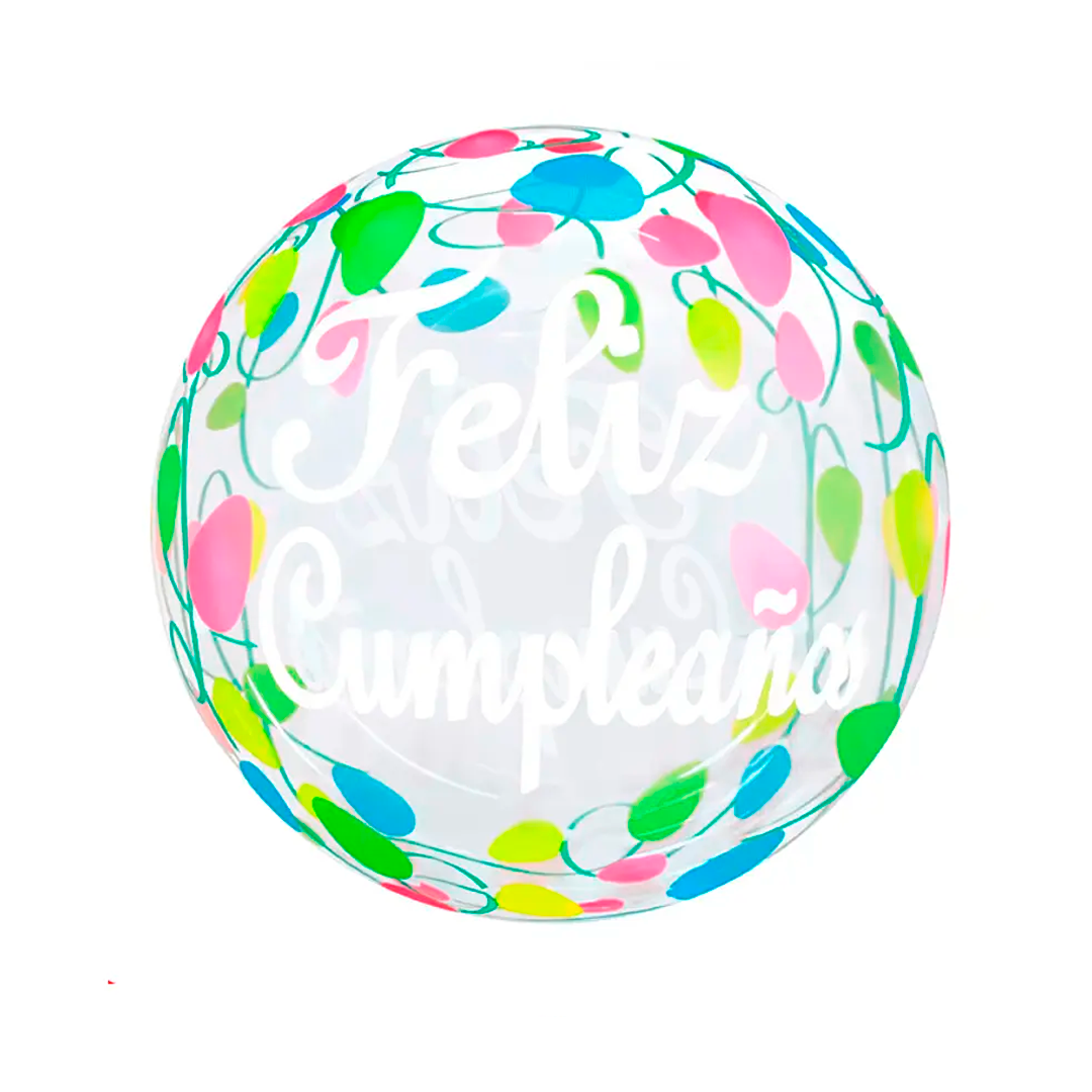 GLOBO BURBUJA FELIZ CUMPLEAÑOS CORAZONES 18" 45CM X1U