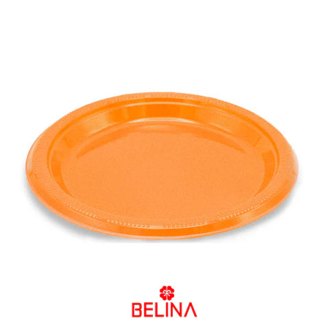 PLATO PLASTICO NARANJO 23CM X10U
