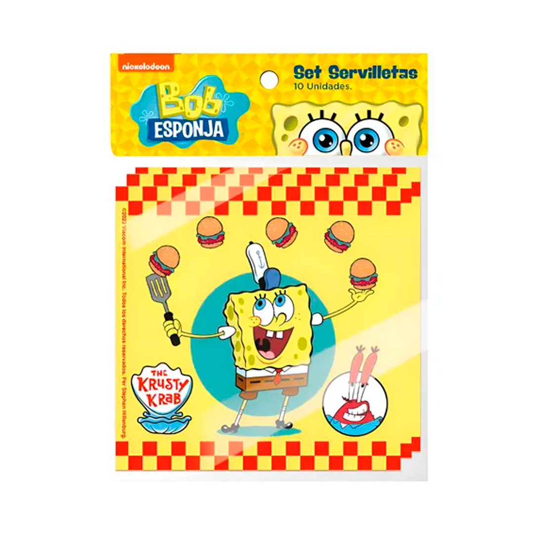 SERVILLETAS BOB ESPONJA 33X33 CM X10U