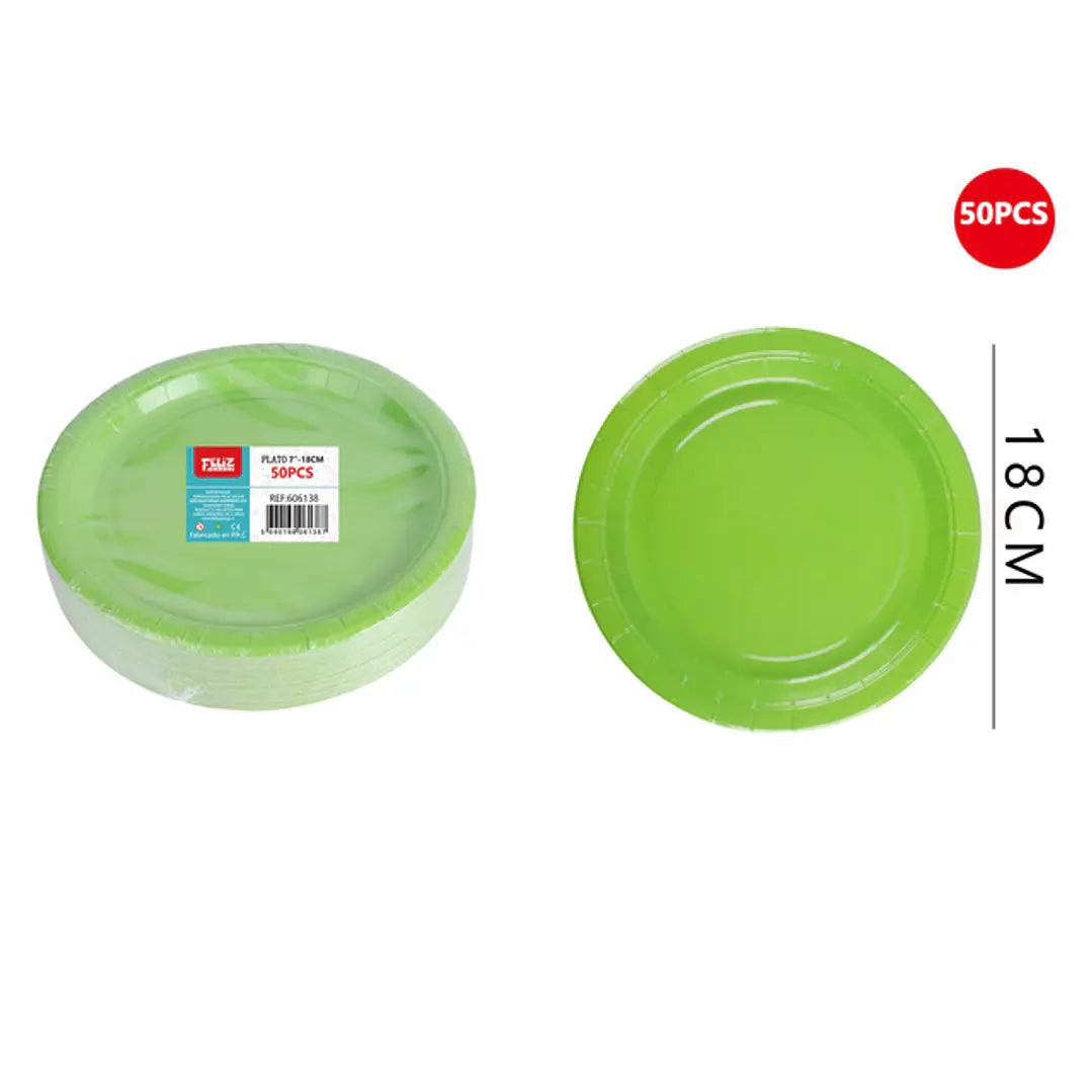PLATO 7 VERDE LIMA CARTON X50U