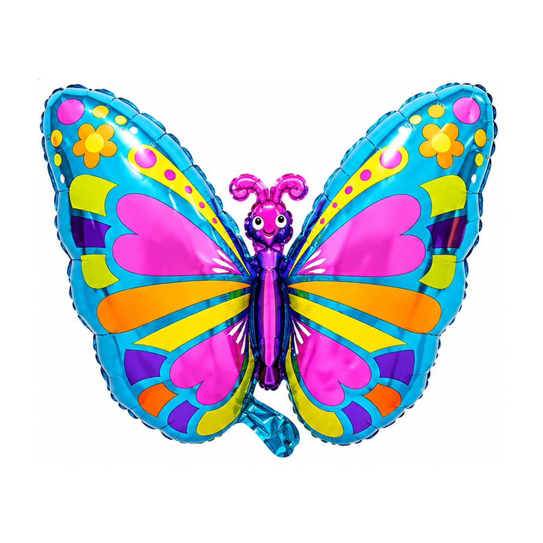 GLOBO METALIZADO MARIPOSA FLOREADA 35X40CM X1U