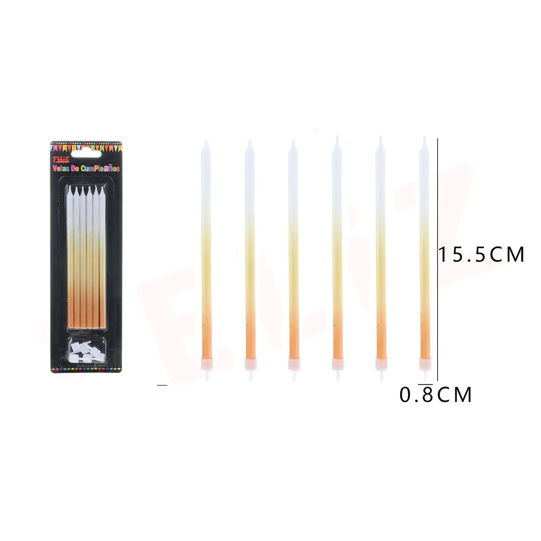 VELAS COLORES DEGRADADOS BLANCO/AMARILLO/NARANJO X6U