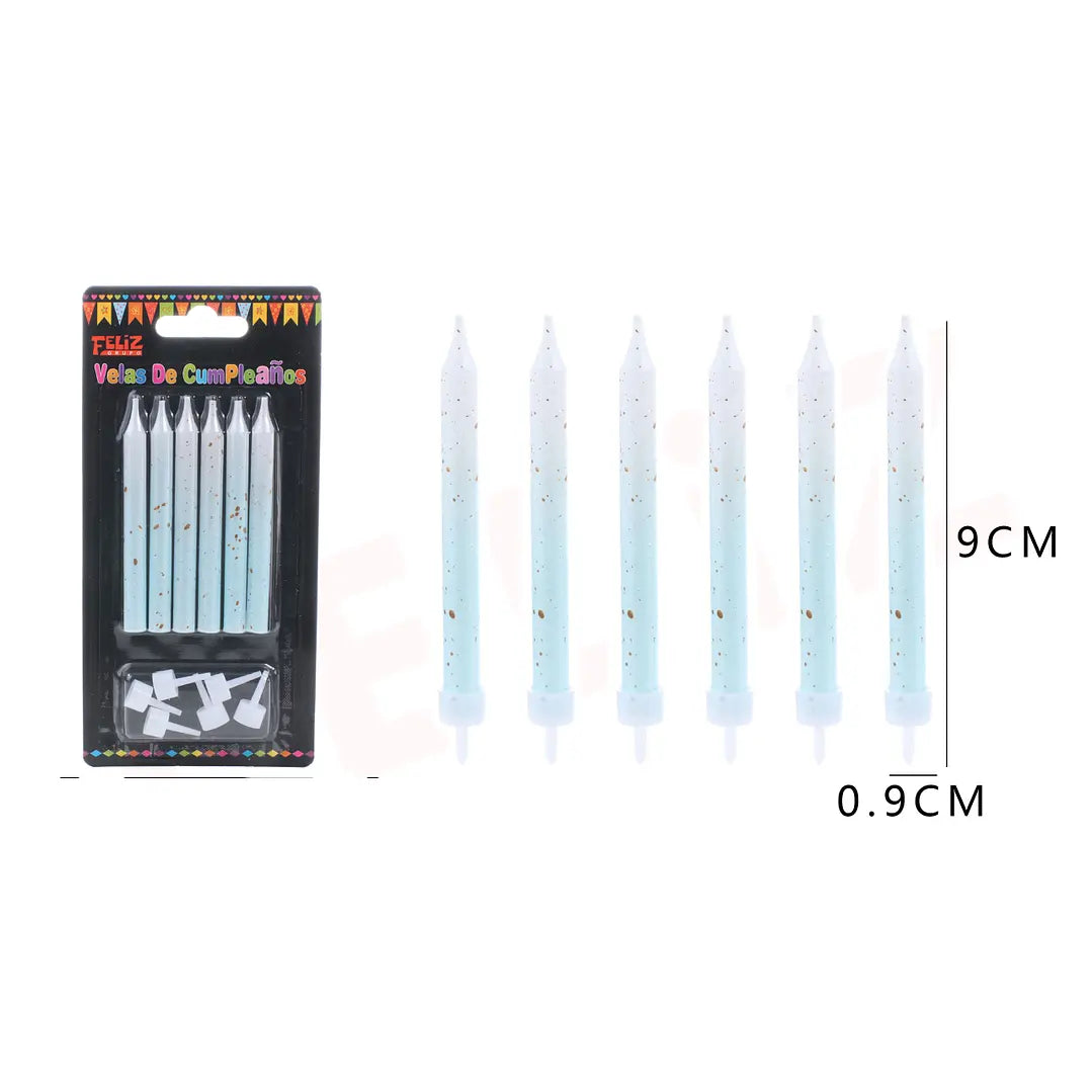 VELAS COLORES DEGRADADOS BLANCO/CELESTE X6U
