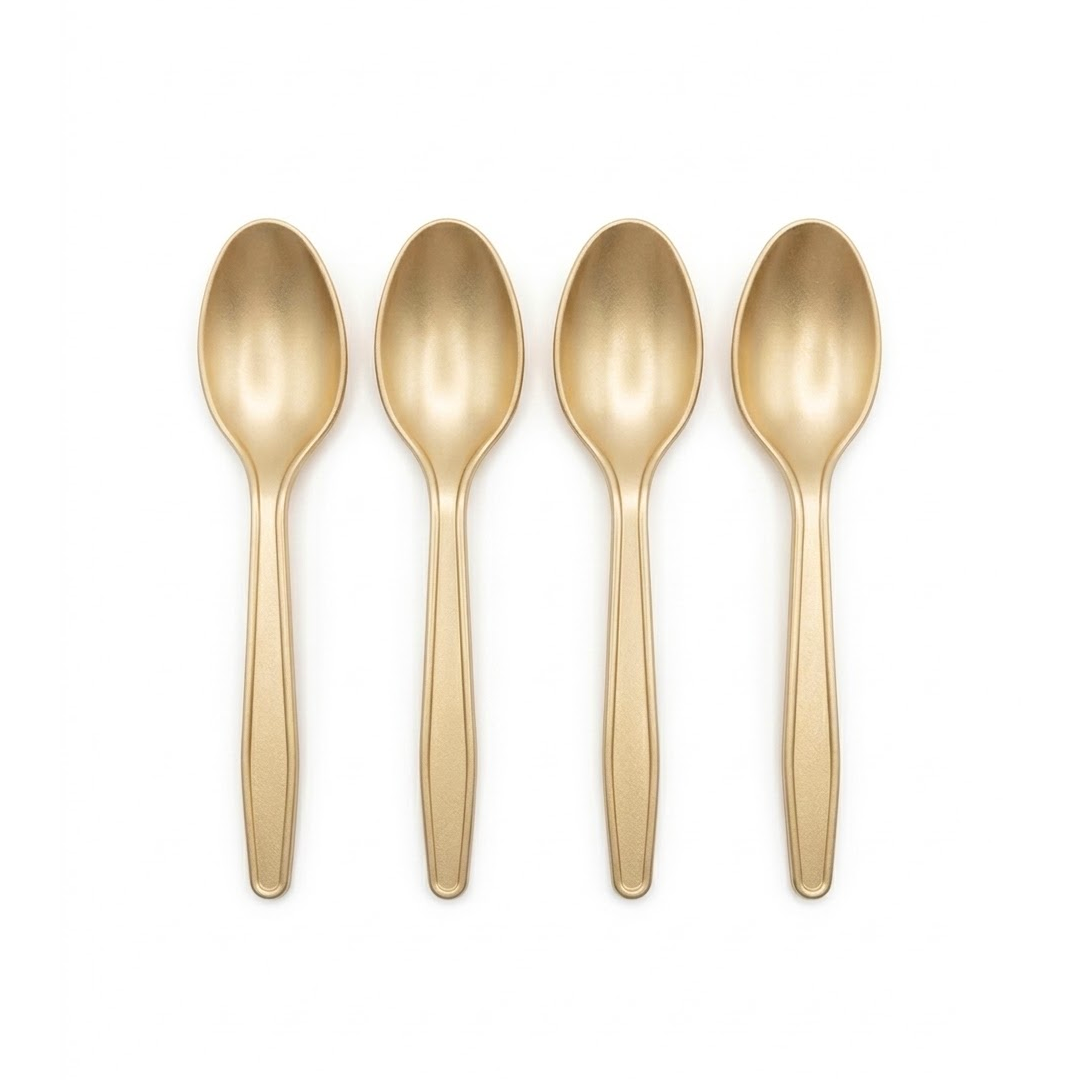 CUCHARAS PLASTICOS DORADO X6U