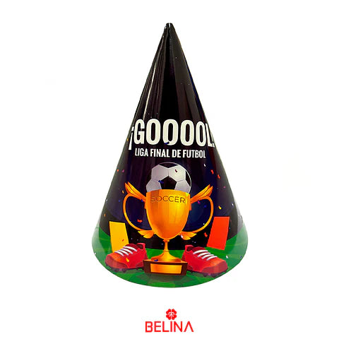 GORRO COTILLON DE FUTBOL 15X21CM X6U