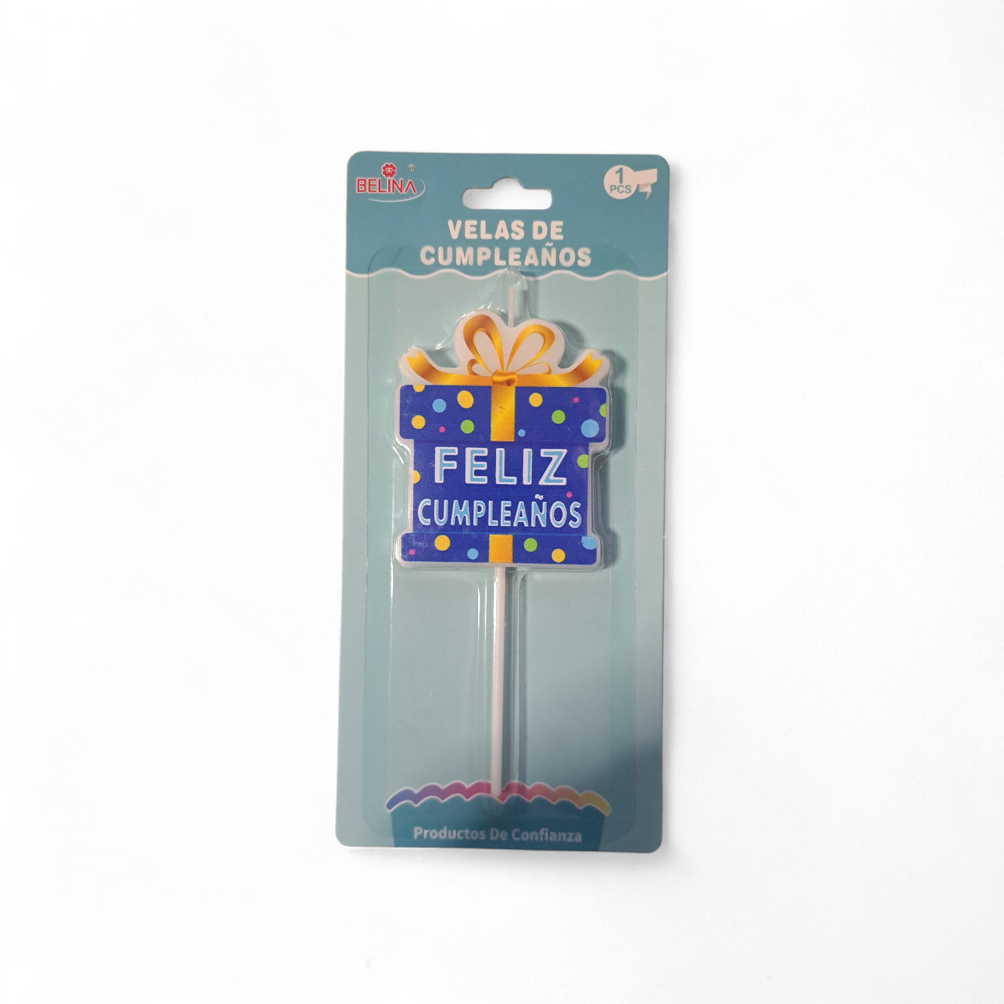 VELA FRASE FELIZ CUMPLEAÑOS CAJA DE REGALO AZUL X1U