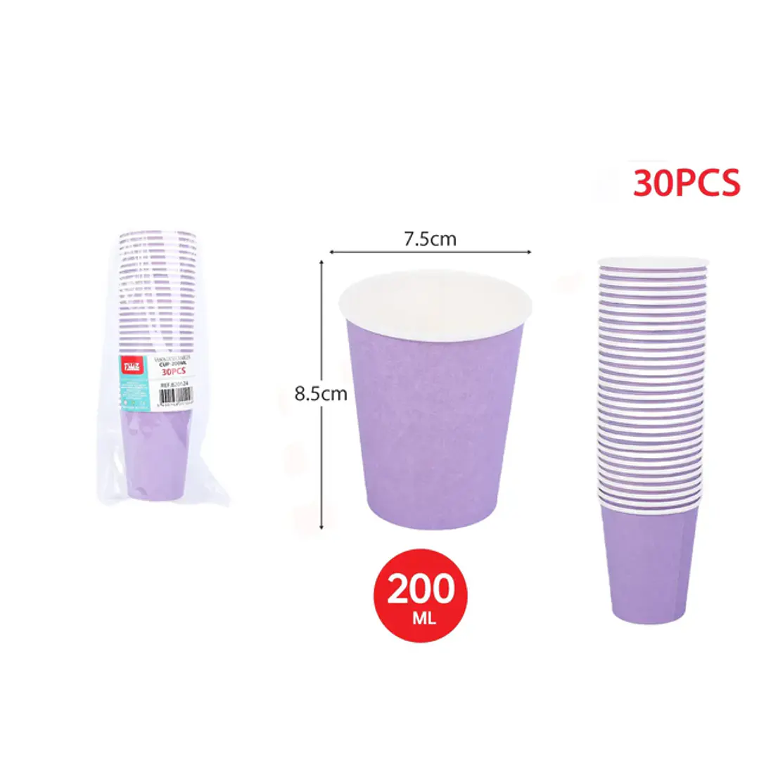 VASOS DE PAPEL VIOLETA 200ML X30U
