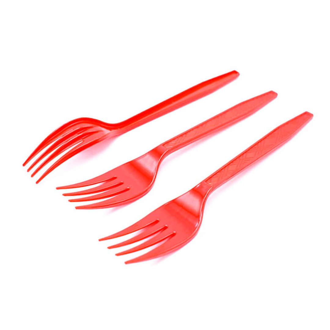TENEDORES PLASTICO ROJO X20U