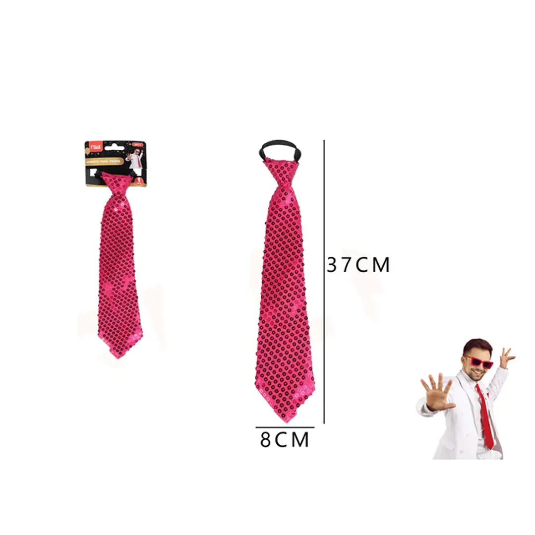 CORBATA DE FIESTA LENTEJUELA FUCSIA 8*37CM X1U